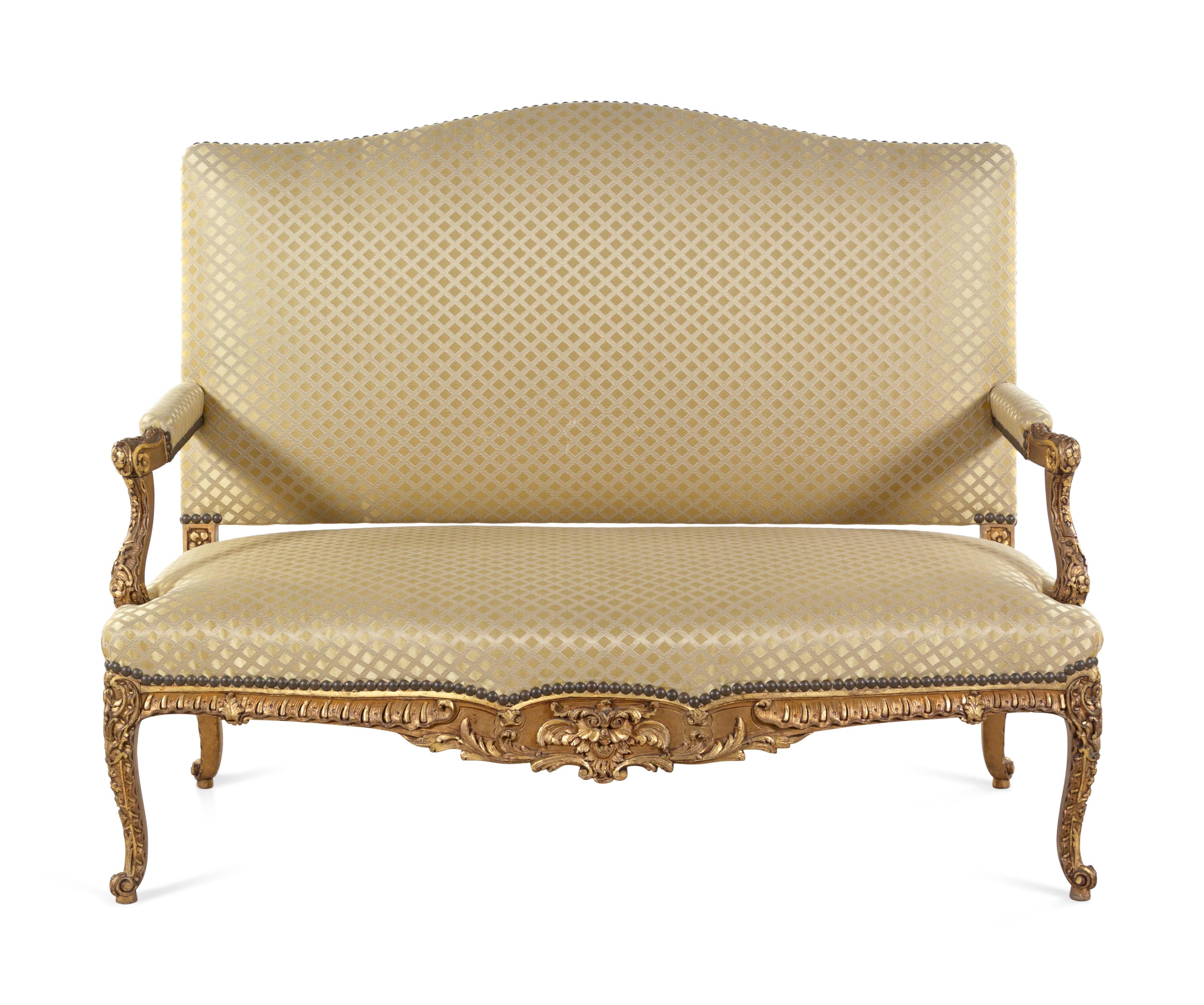 A Louis XV Style Giltwood Settee