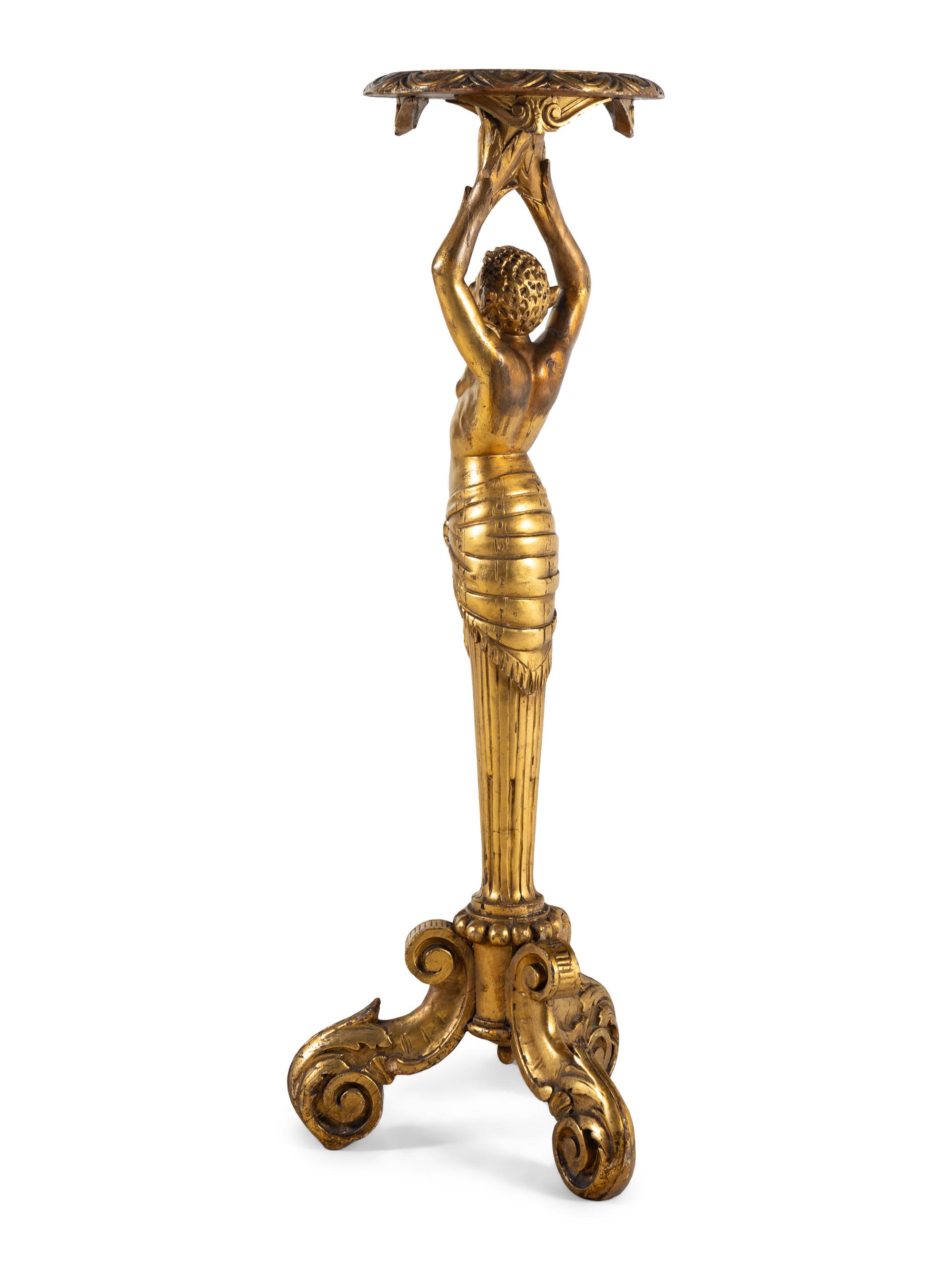 An Italian Carved Giltwood Figural Stand
