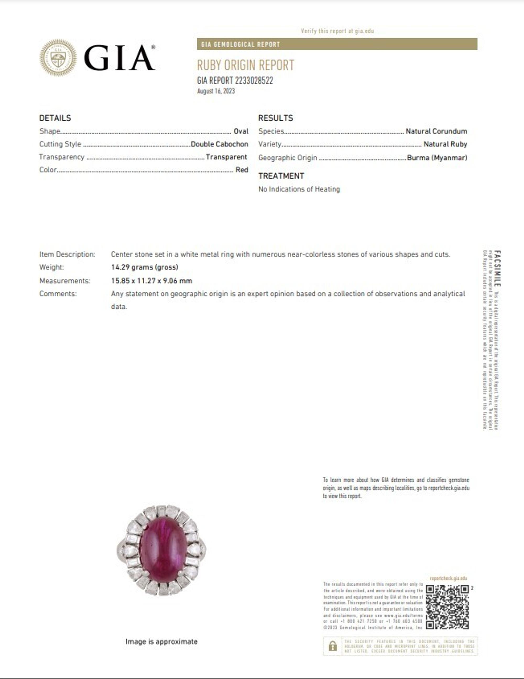 OSCAR HEYMAN, BURMESE RUBY AND DIAMOND RING