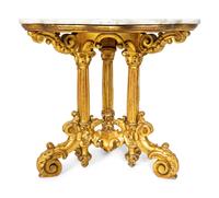 A Florentine Carved Giltwood and Scagliola Top Center Table