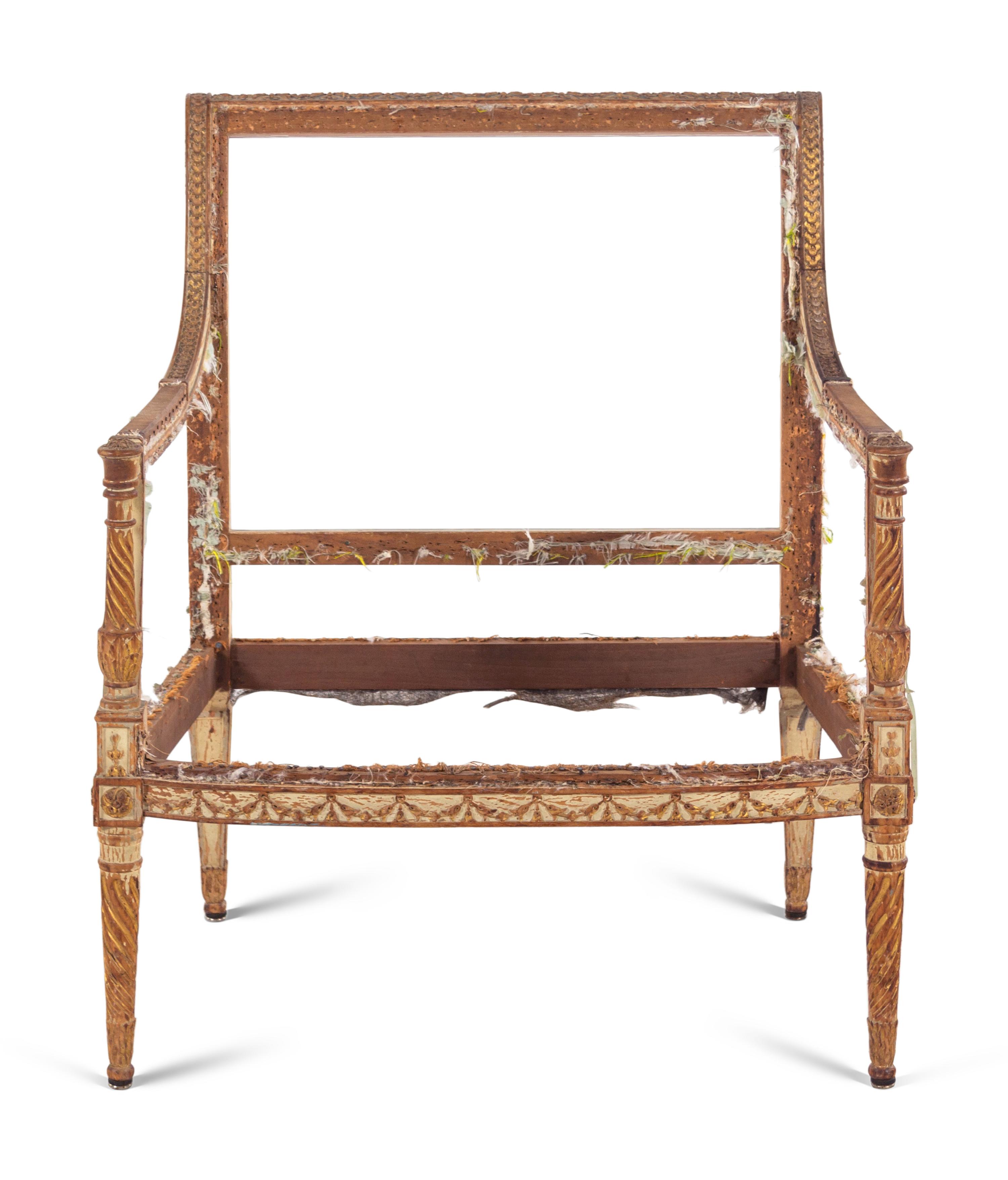 A Continental Painted and Parcel Gilt Marquise