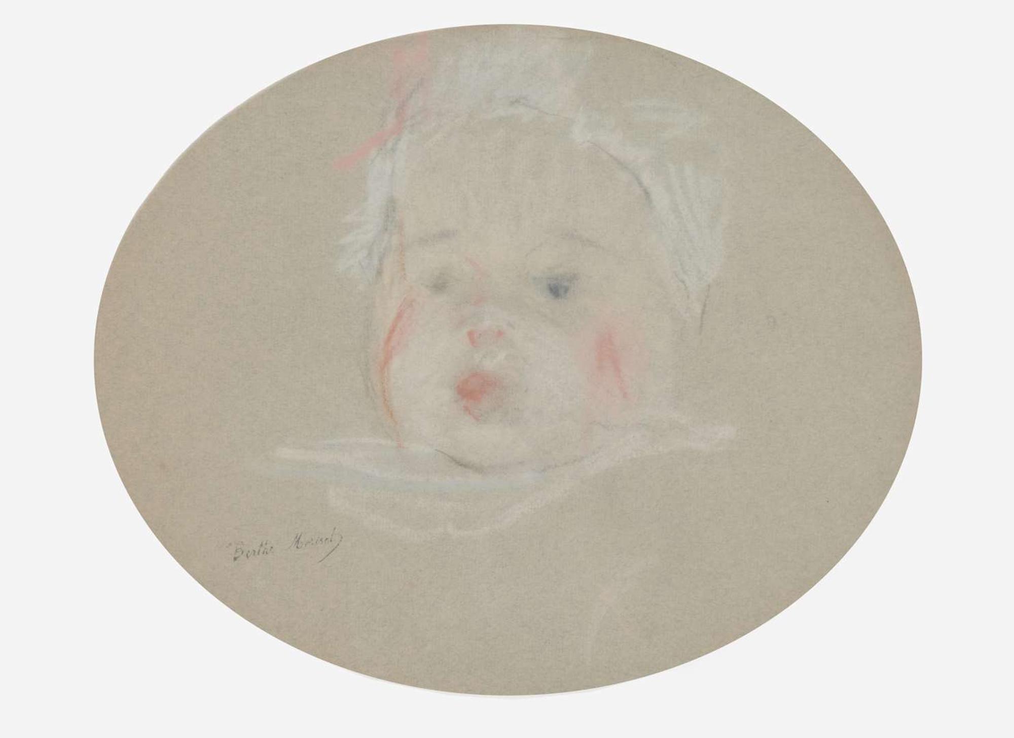 Berthe Morisot (French, 1841–1895) - Tête de Bébé en Bonnet (Head of a Child, the Artist’s daughter, Julie Manet)