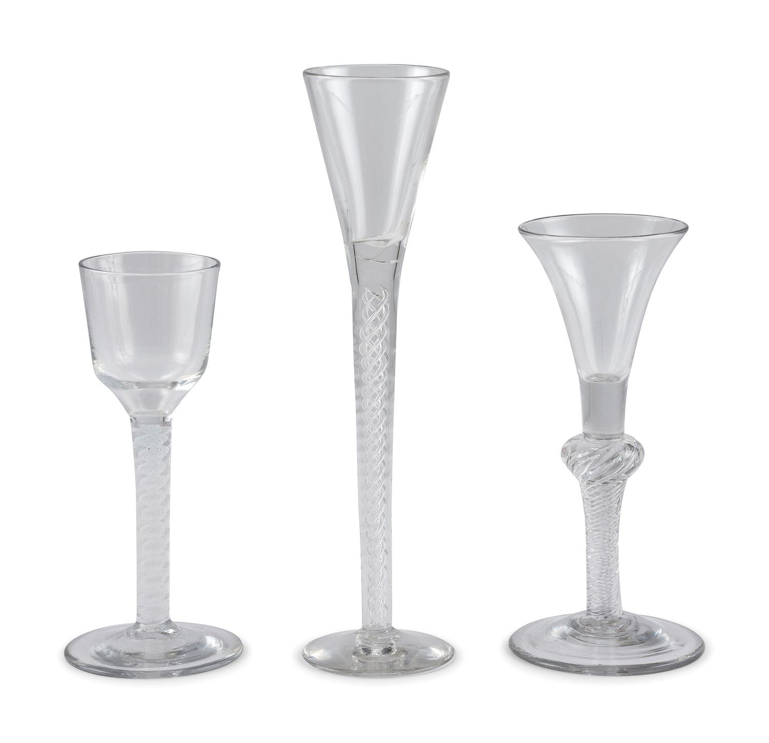 Eleven Pieces of Georgian Air Twist Stemware