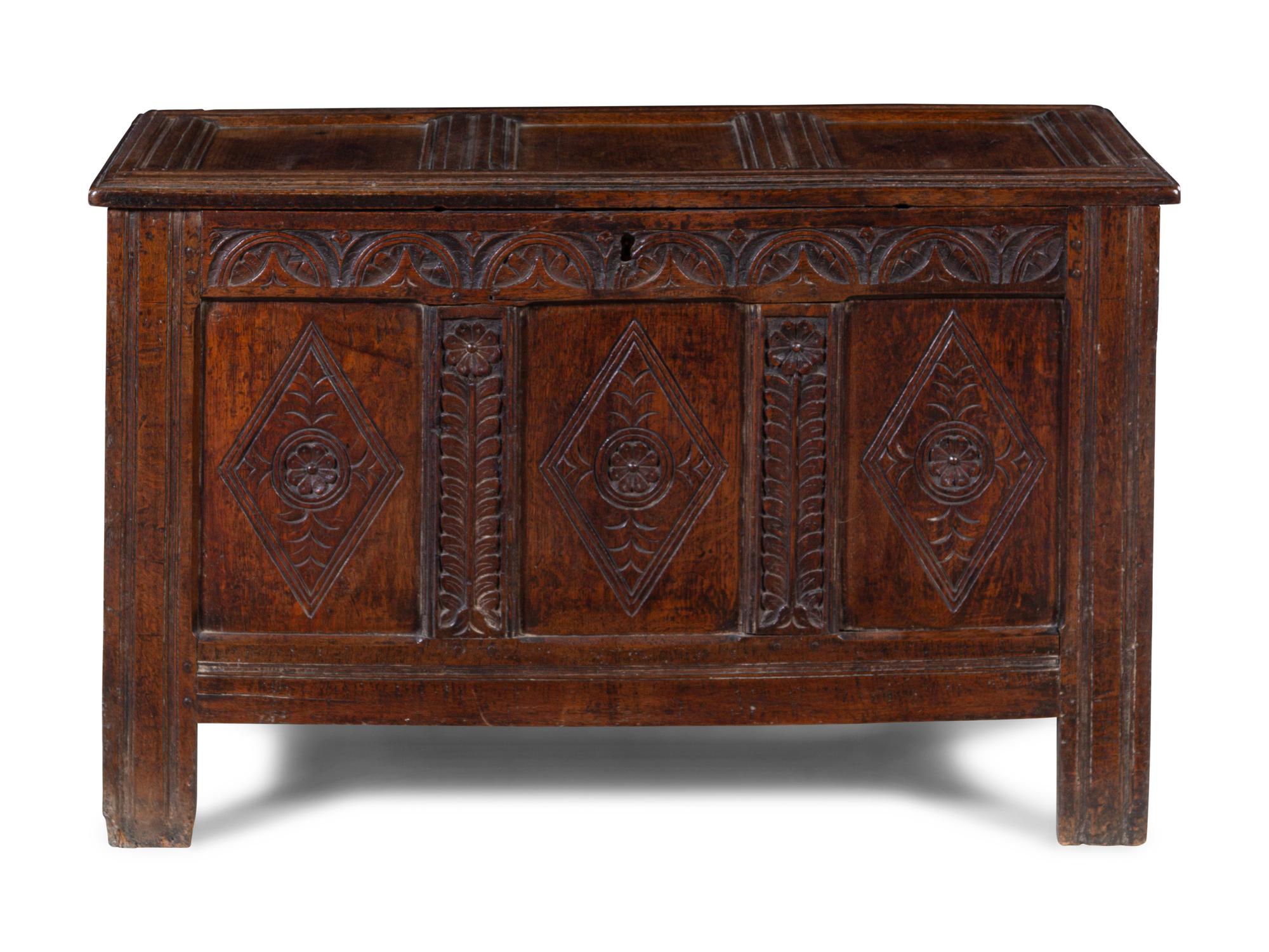 A Charles II Carved Oak Blanket Chest