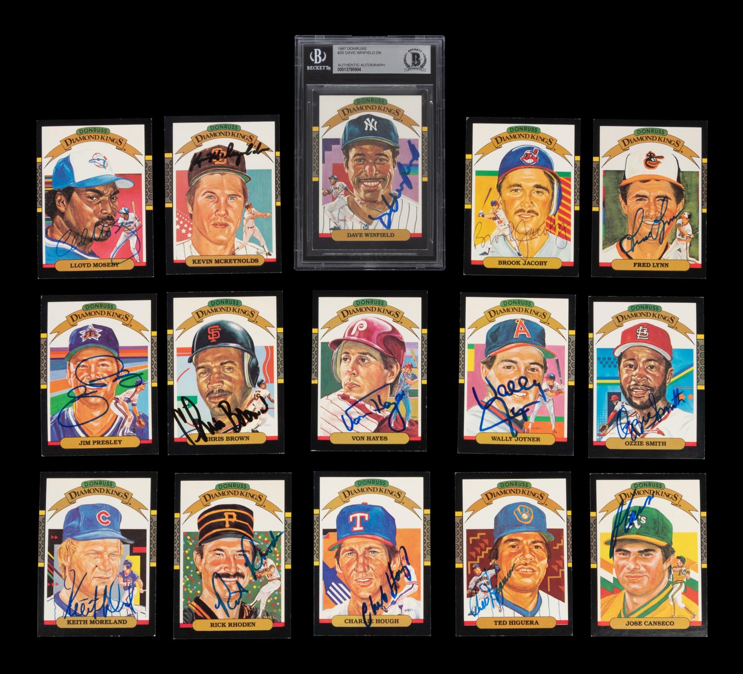 A Group of 15 1987 Donruss Diamond Kings Signed Autograph Baseball Cards,