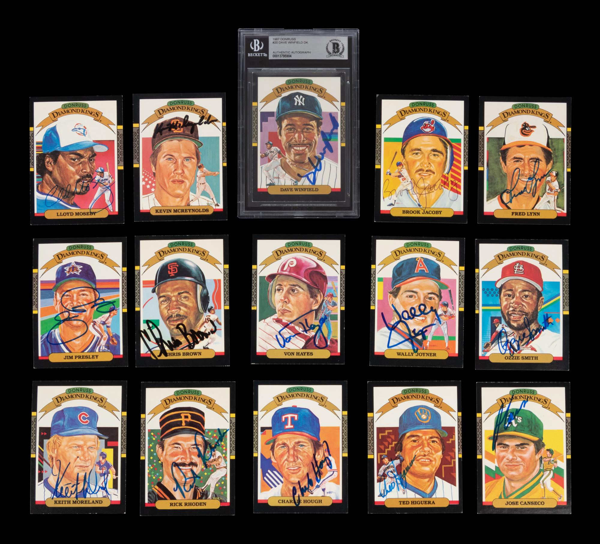 A Group of 15 1987 Donruss Diamond Kings Signed Autograph Baseball Cards,