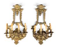 A Pair of Napoleon III Style Gilt Bronze Four-Light Sconces