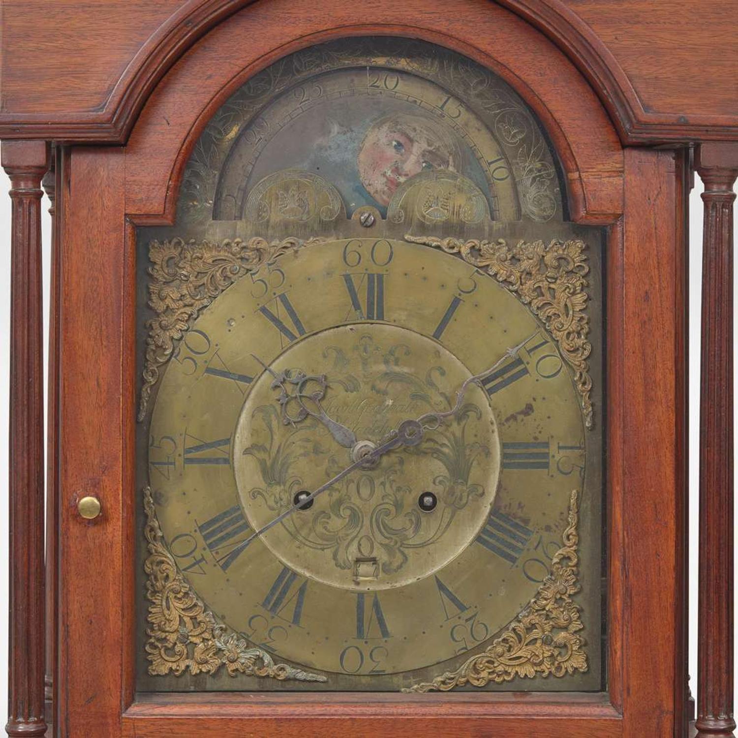 A Chippendale carved mahogany tall case clock Dial signed by Jacob Godshalk (c. 1735-1781), Philadelphia, PA, circa 1765