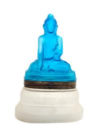 A German Blue and Frosted Glass Figural Box Height 13 1/2 inches. — 20TH CENTURY