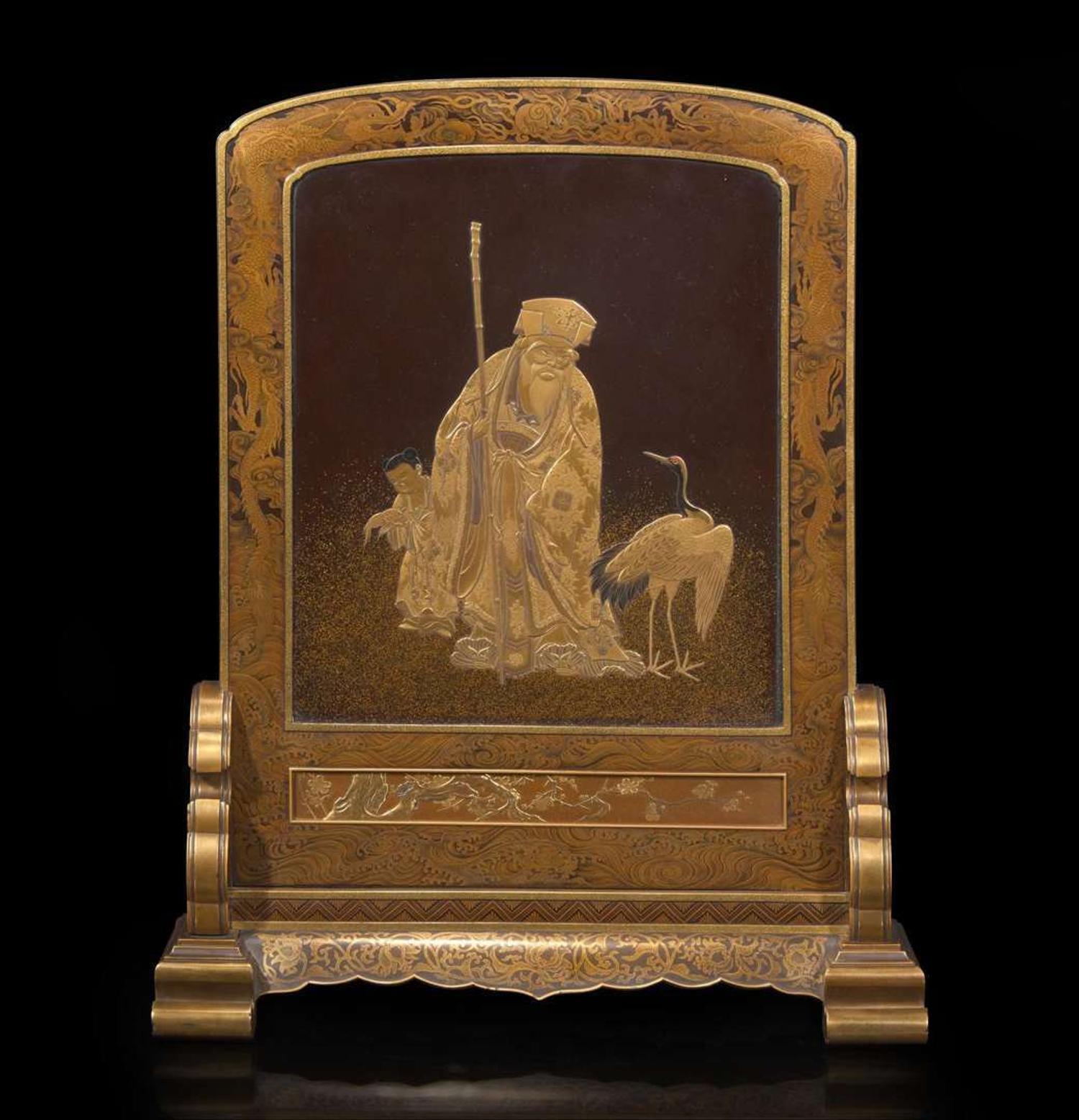 An Exhibition-quality Japanese lacquered table screen 日本砚屏一件 Meiji to Taisho period ?????