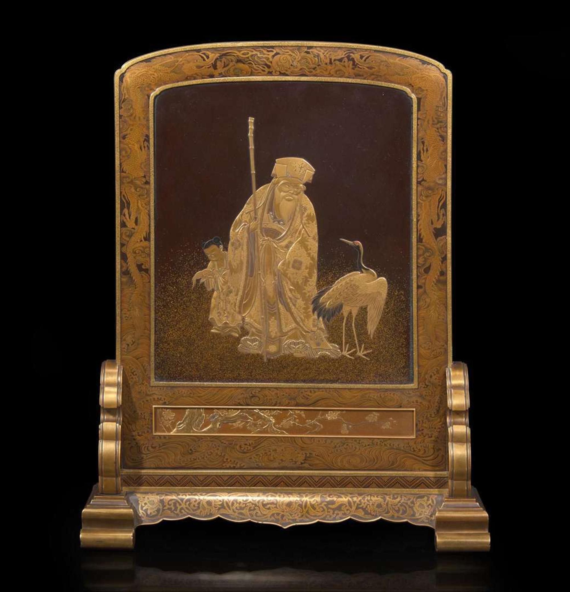An Exhibition-quality Japanese lacquered table screen 日本砚屏一件 Meiji to Taisho period ?????