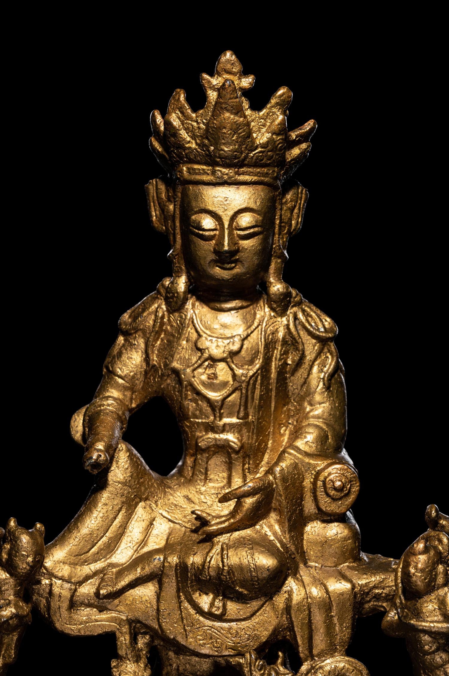 A Gilt Bronze Figure of Guanyin