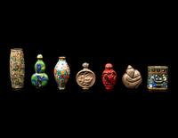 Seven Chinese Snuff Bottles and Miniature Vessels