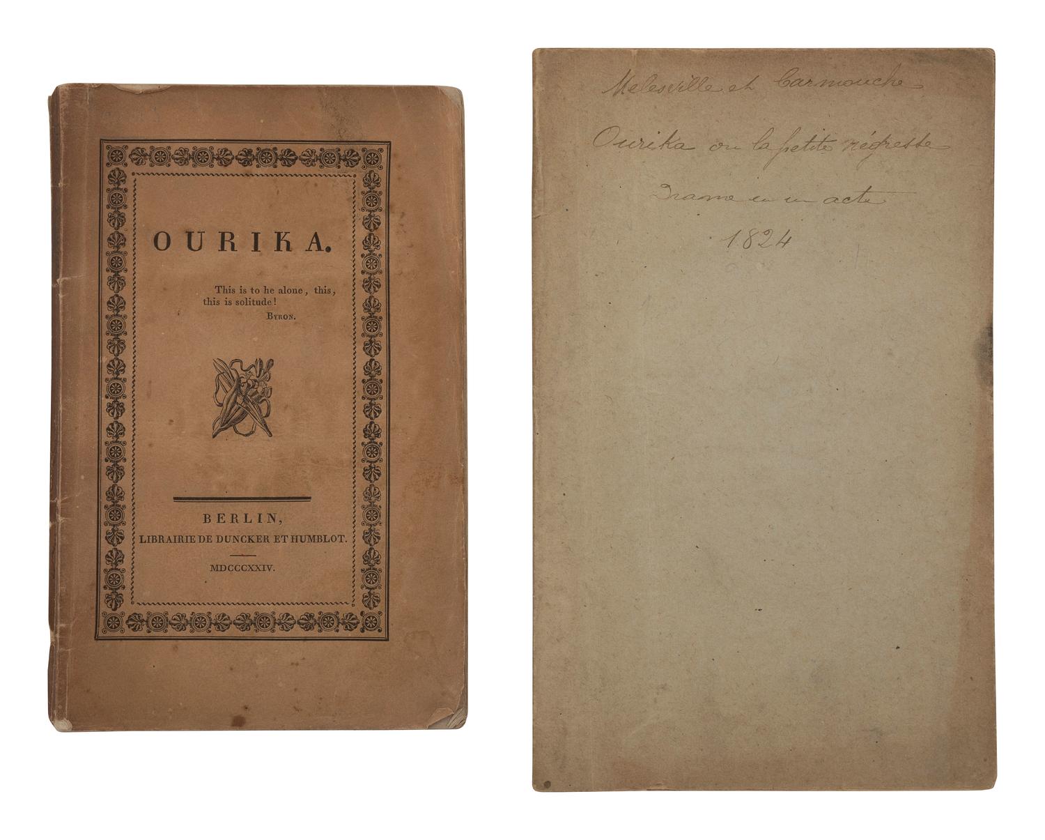 [ENSLAVEMENT - LITERATURE]. DE DURAS, Claire. Ourika. Early printings published in France and Germany in 1824.