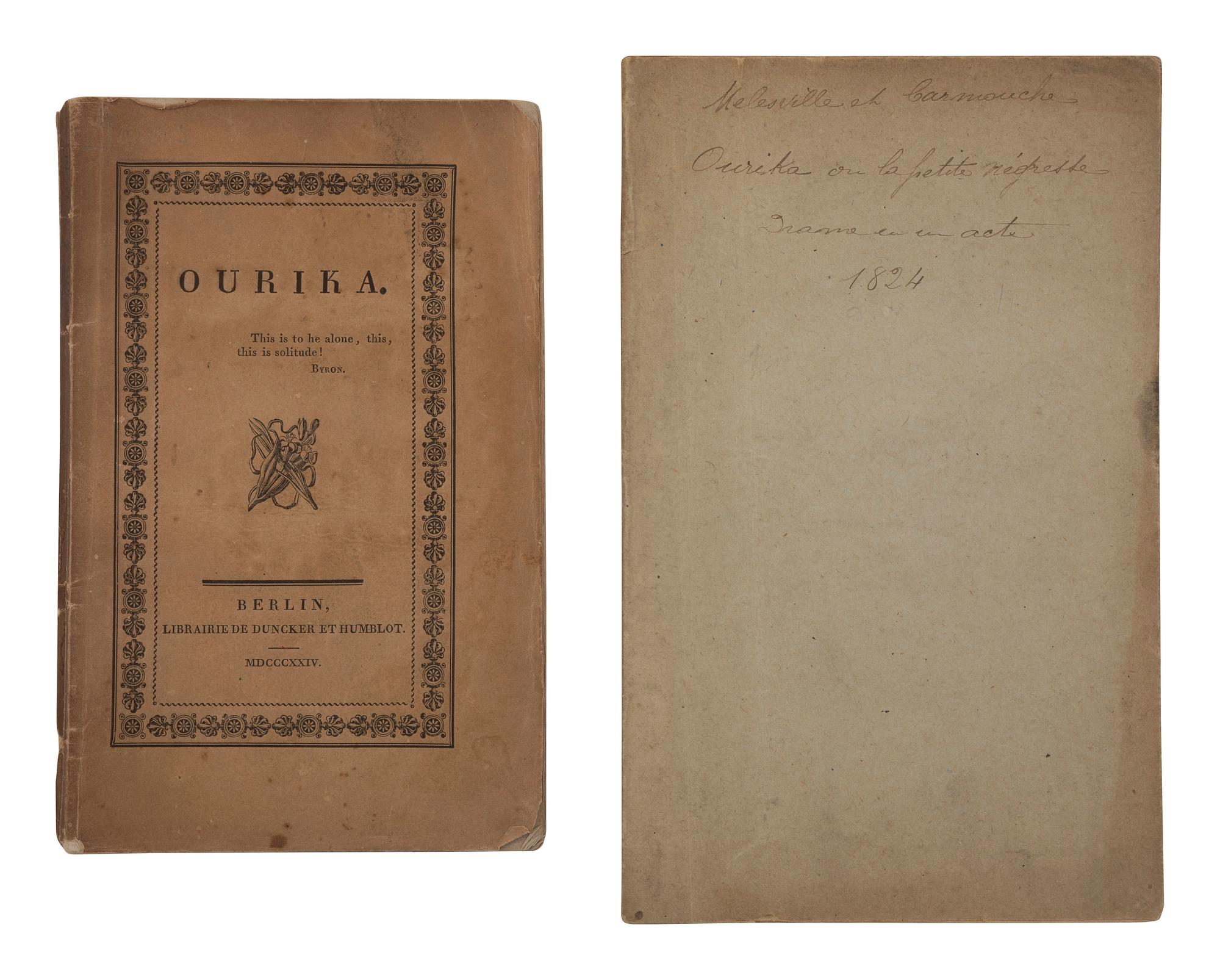 [ENSLAVEMENT - LITERATURE]. DE DURAS, Claire. Ourika. Early printings published in France and Germany in 1824.