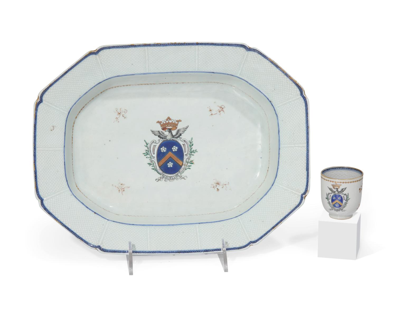 A group of ten Chinese Export porcelain tablewares from the "Reid Service," made for the French or English Market, circa 1770-1785