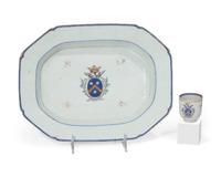 A group of ten Chinese Export porcelain tablewares from the "Reid Service," made for the French or English Market, circa 1770-1785