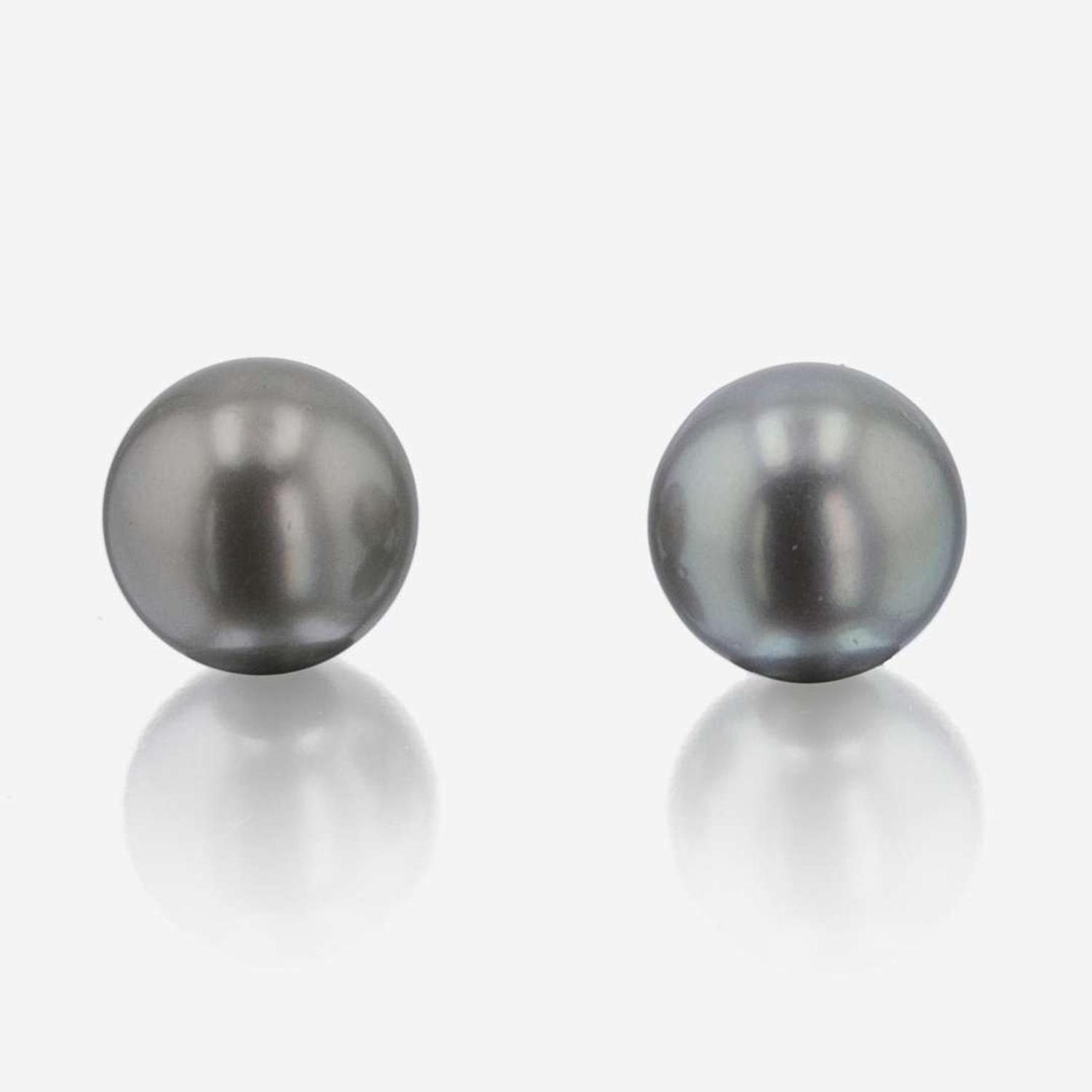 A Pair of Tahitian Pearl Earrings