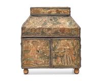 A Charles II Embroidered Tabletop Sewing Casket, 17th Century