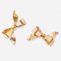 A Set of Two 14K Gold Bow Pins