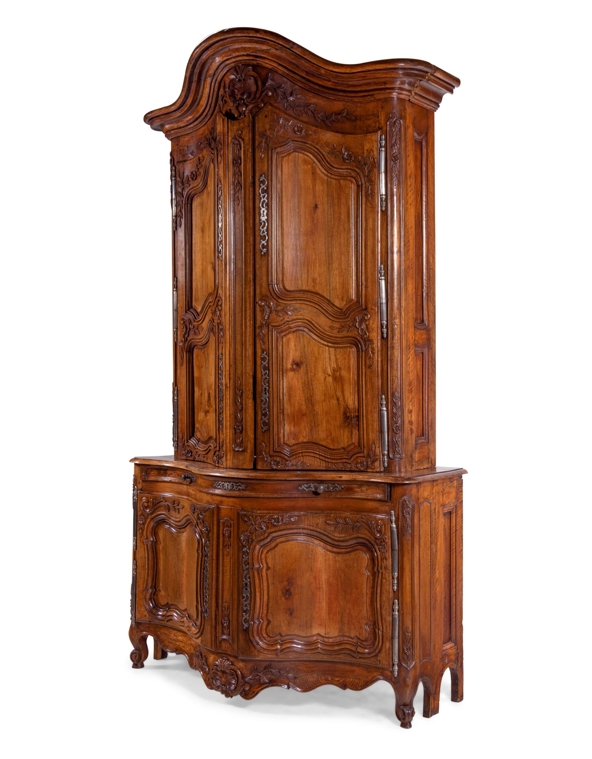 A Louis XV Provincial Walnut Buffet à Deux Corps