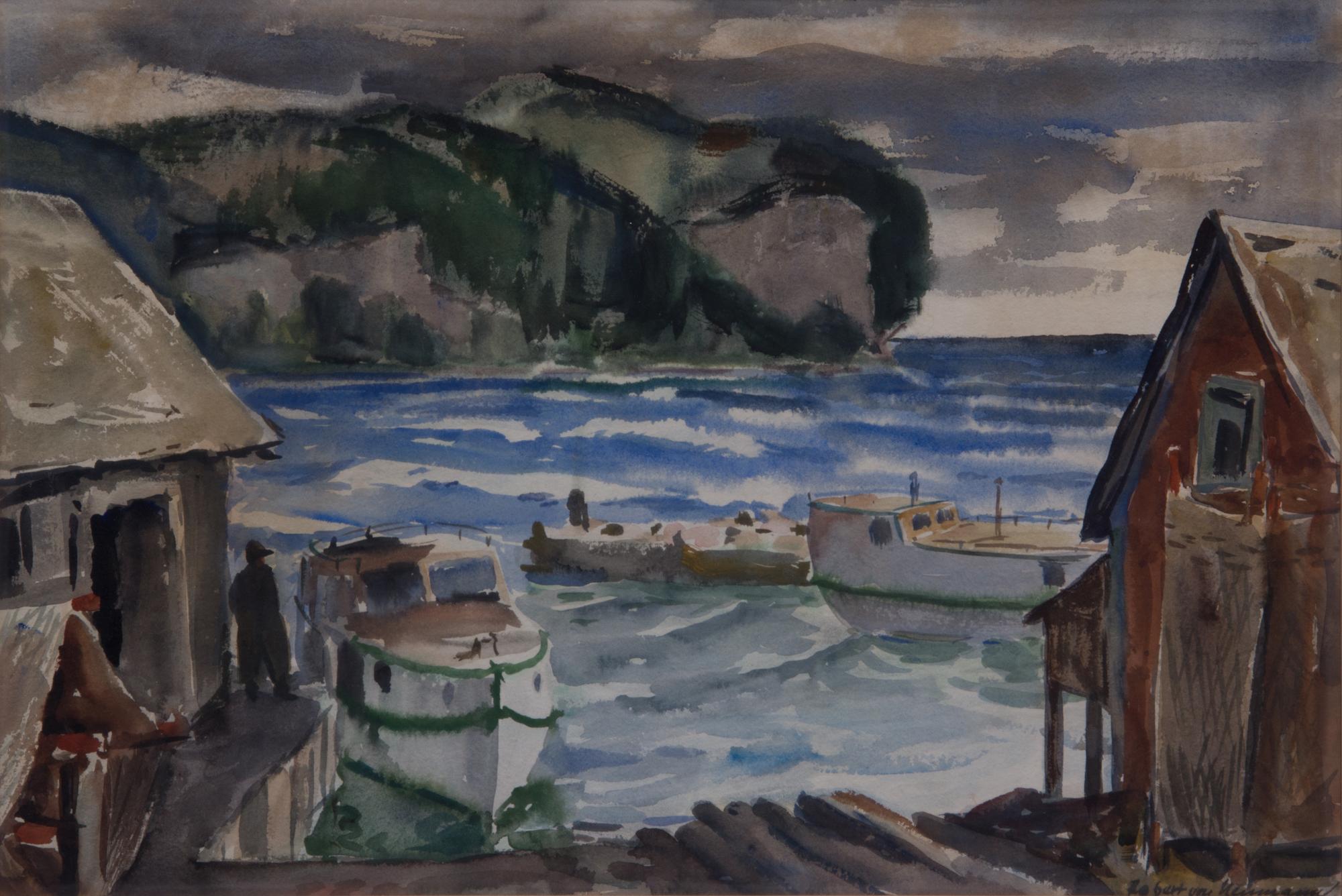 Robert Von Neumann, (Wisconsin, 1888-1976), Docked Fishing Boats