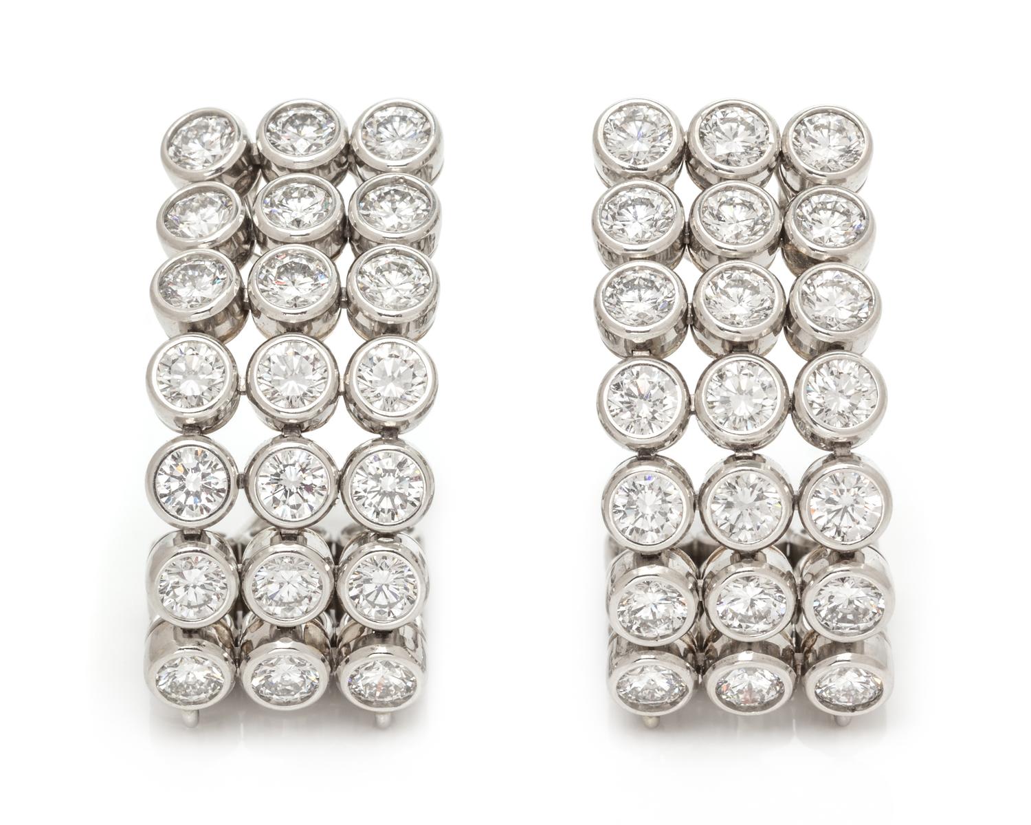 A Pair of Platinum and Diamond Earrings, Harry Winston, 24.75 dwts.