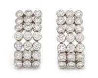A Pair of Platinum and Diamond Earrings, Harry Winston, 24.75 dwts.