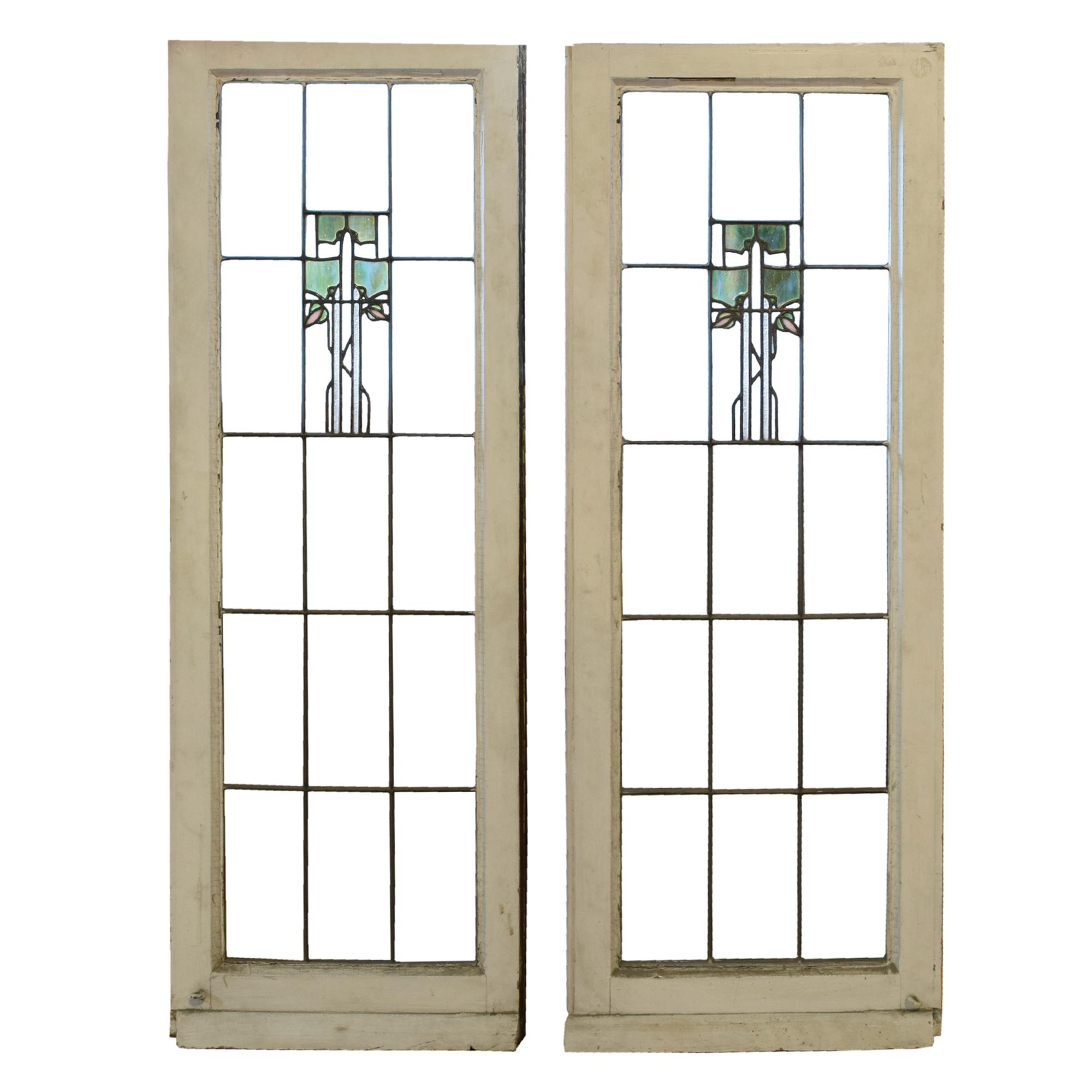 A Pair of George Maher Windows from the Morse House, Glencoe, IL. 16.5" W x 1.5" D x 35.5" H — United States, 1906
