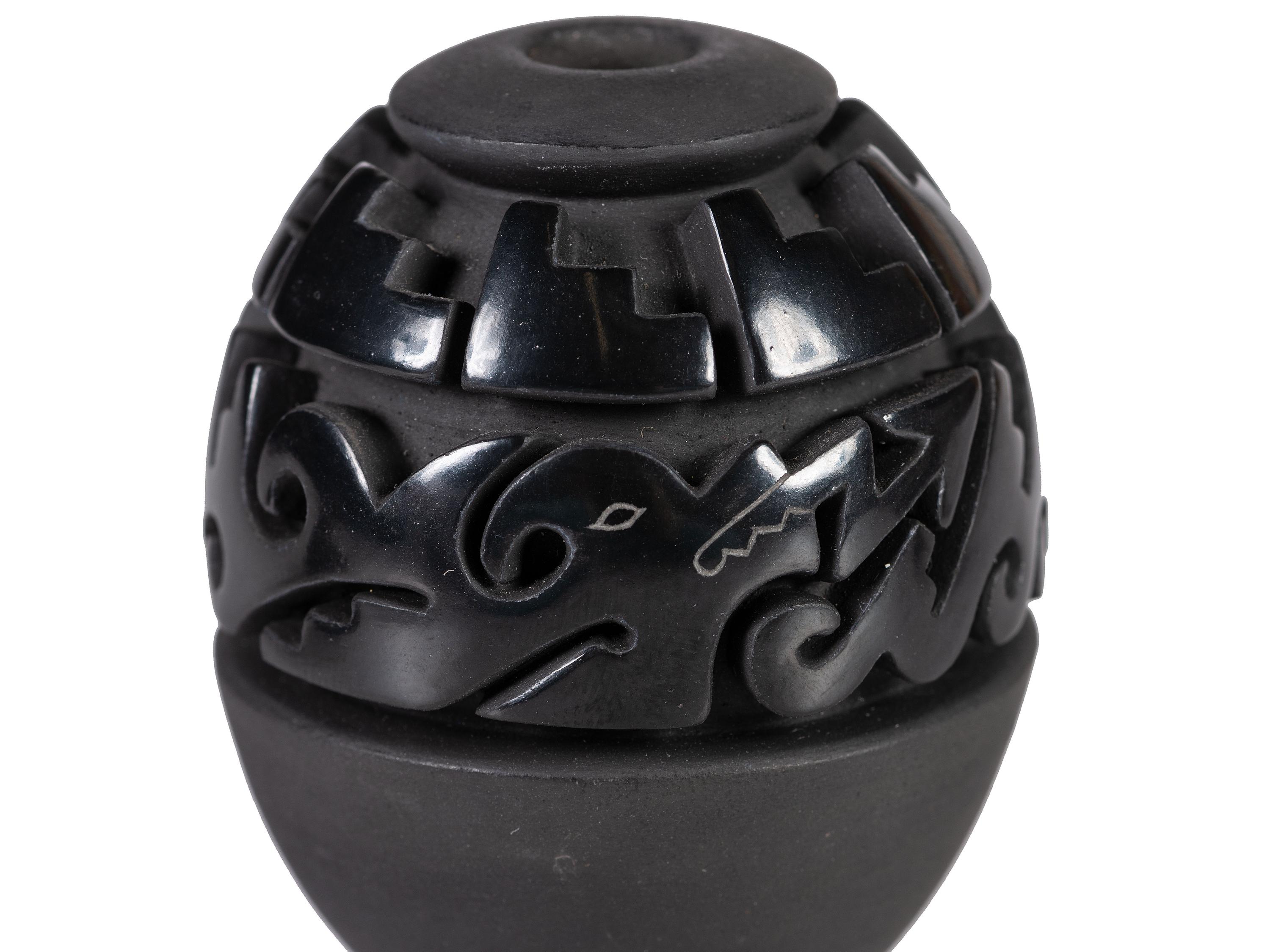 Miniature Carved Blackware Pottery
