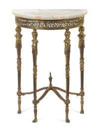 A Neoclassical Brass Onyx-Top Console Table and Mirror in the Style of Oscar Bach