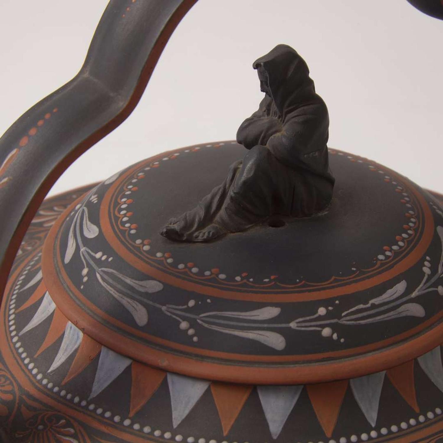 A Wedgwood An Encaustic-Decorated Black Baslates (Basalt) Rum Kettle UK, 1770s