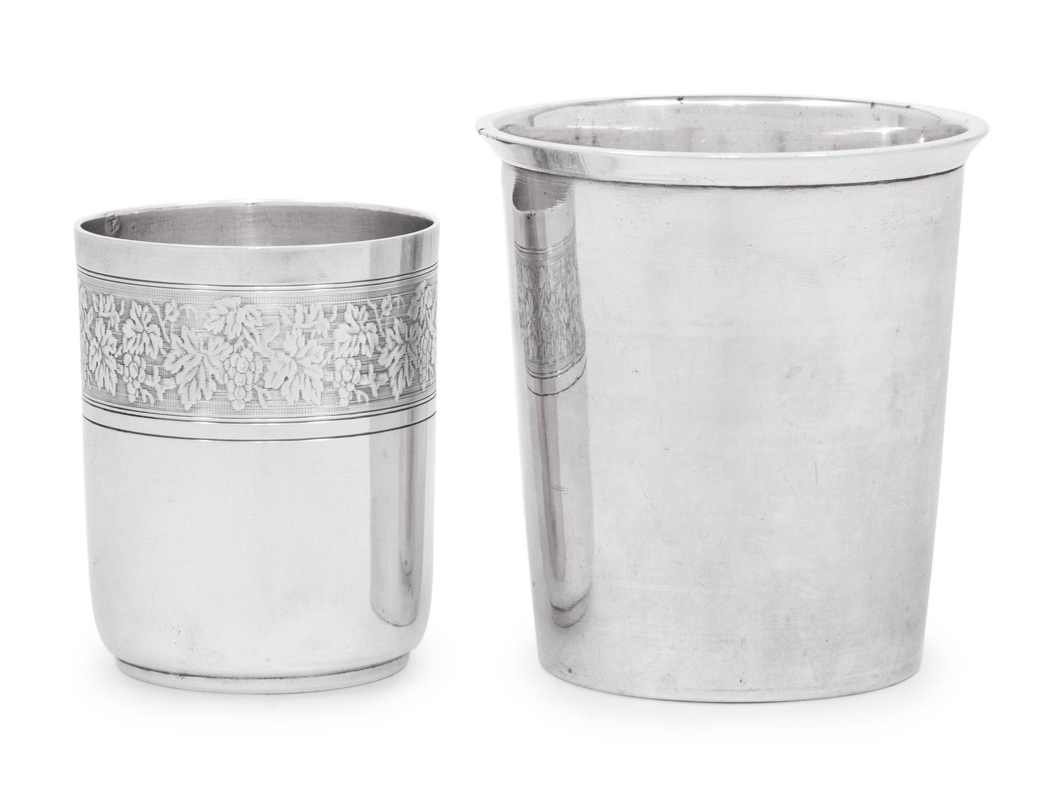 Two French Silver Beakers