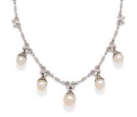 CULTURED SOUTH SEA PEARL AND DIAMOND NECKLACE