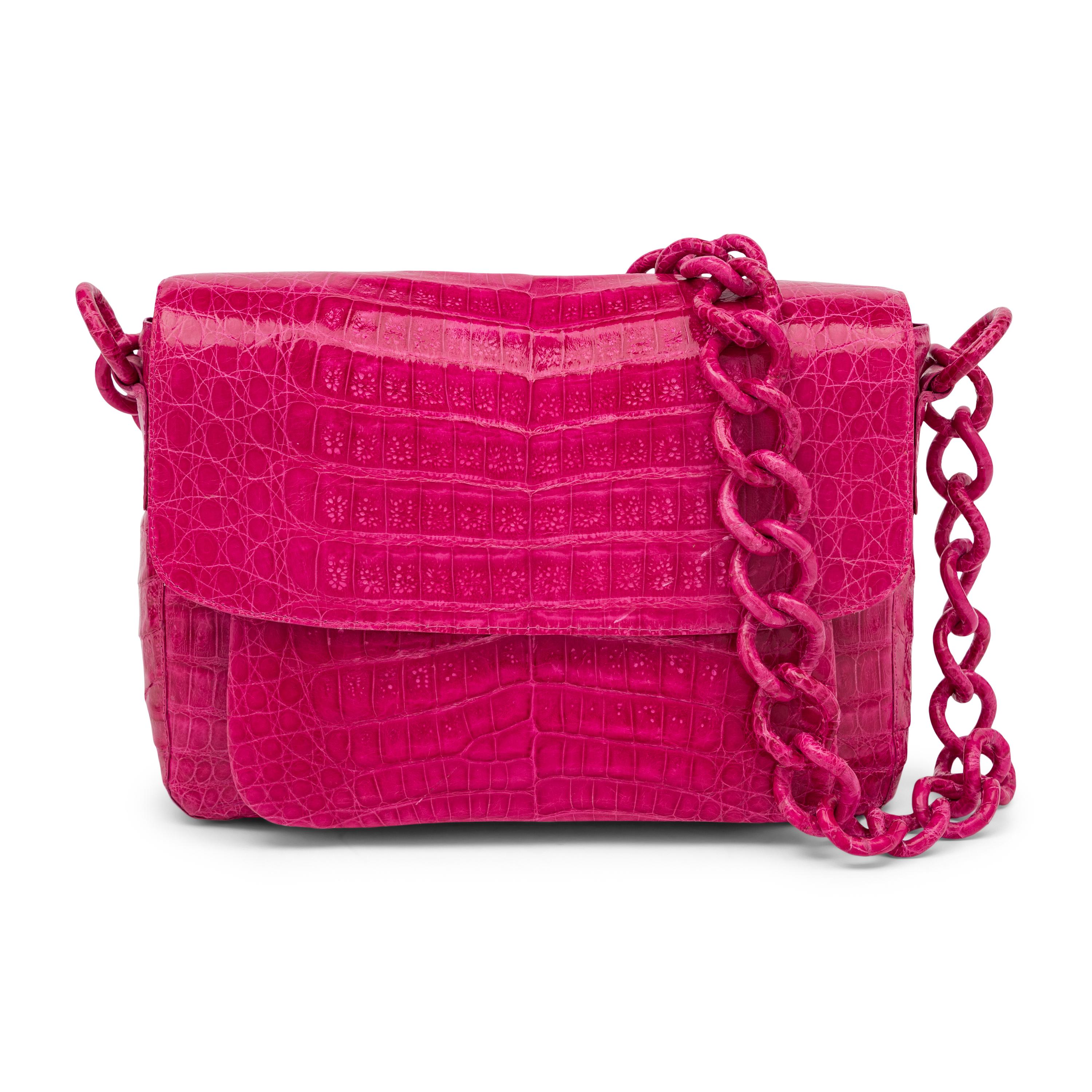 Nancy Gonzalez, Fuchsia Crocodile Flap Bag