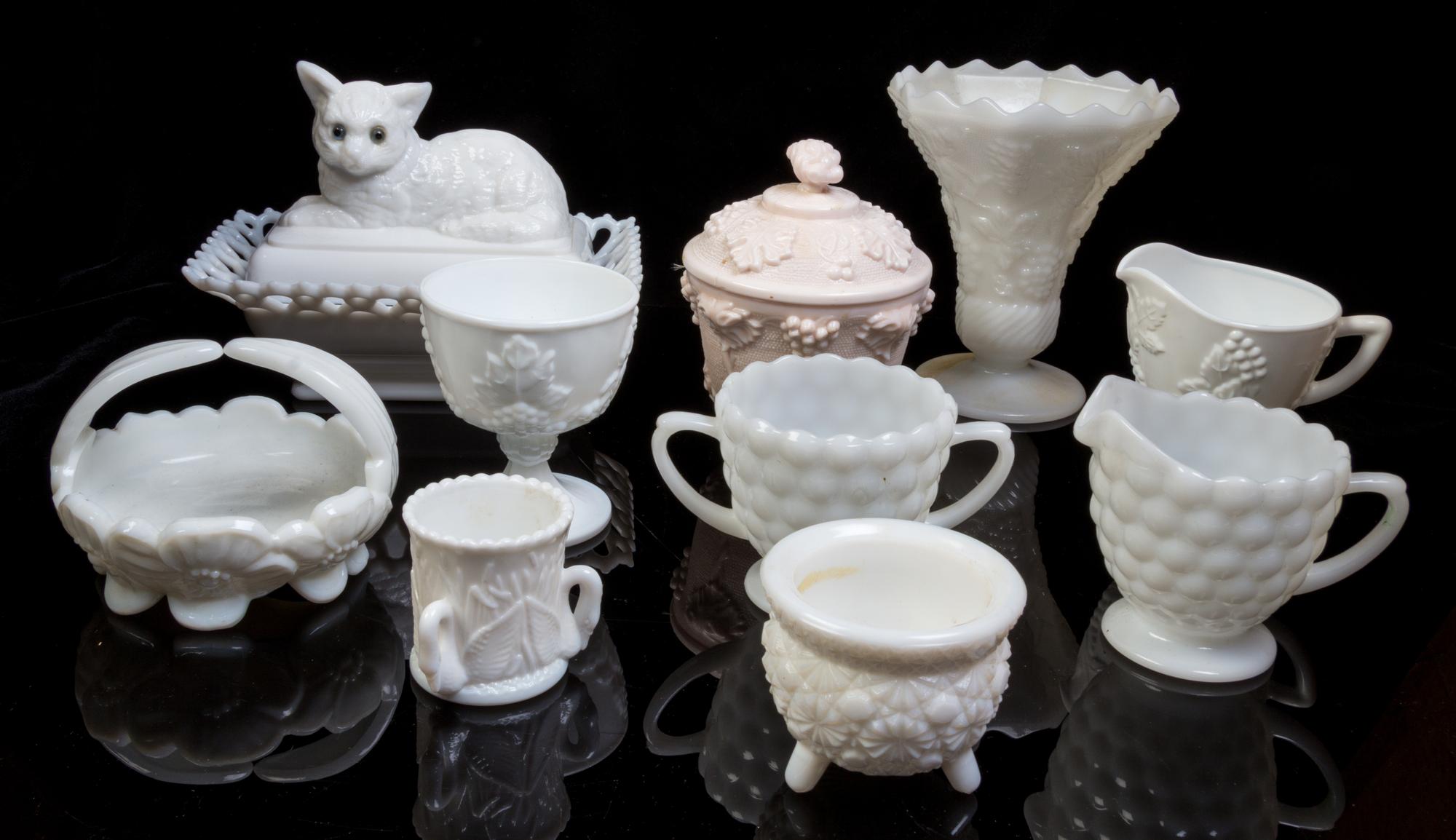 A Collection of American Glass Articles Width of widest 8 inches.