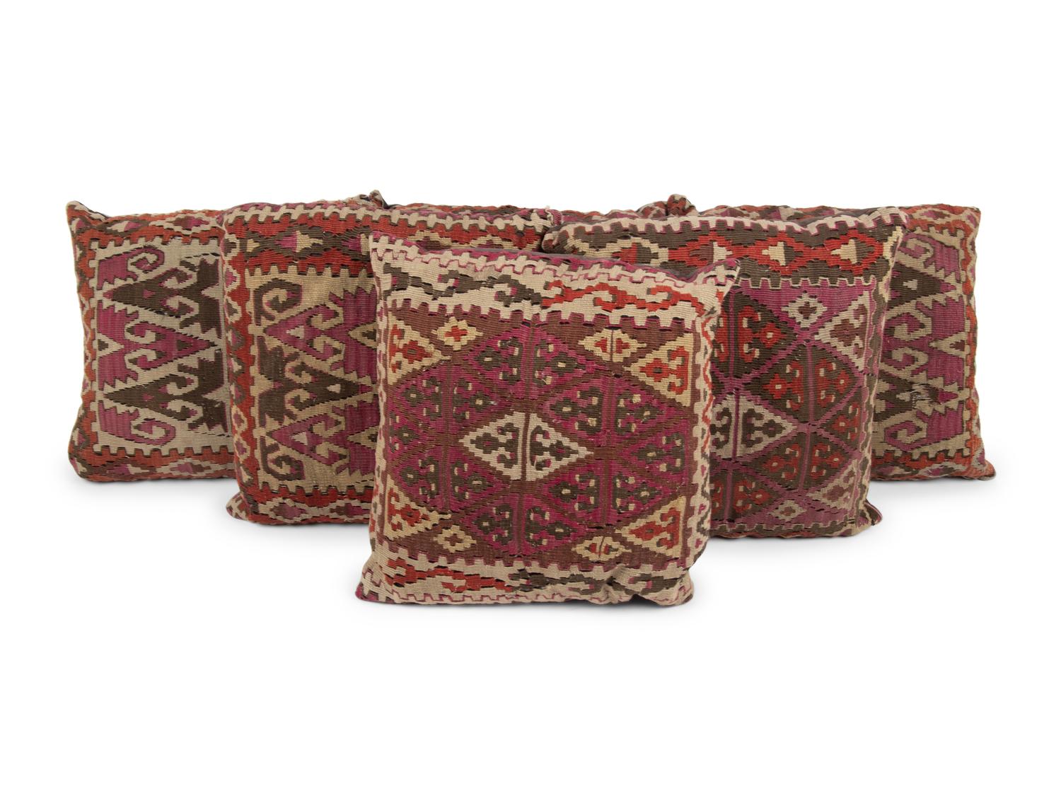 A Set of Six Kilim Upholstered Pillows