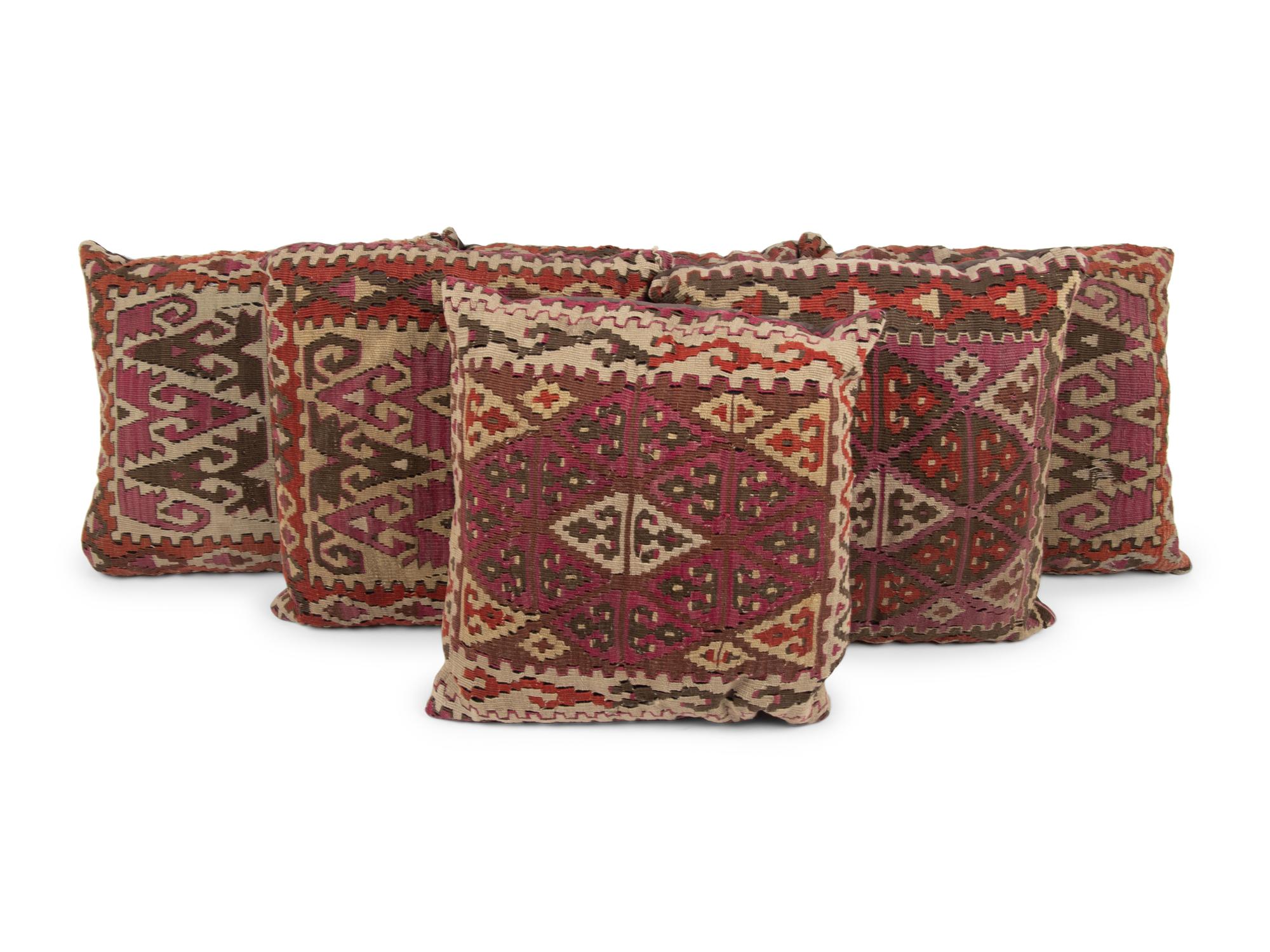 A Set of Six Kilim Upholstered Pillows