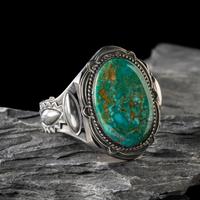 Harry Morgan (Diné, 1946-2007) — Sterling Silver and Blue Gem Turquoise Cuff Bracelet