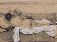 Théophile Alexandre Steinlen, (French/Swiss, 1859-1923), Nude Woman From Behind