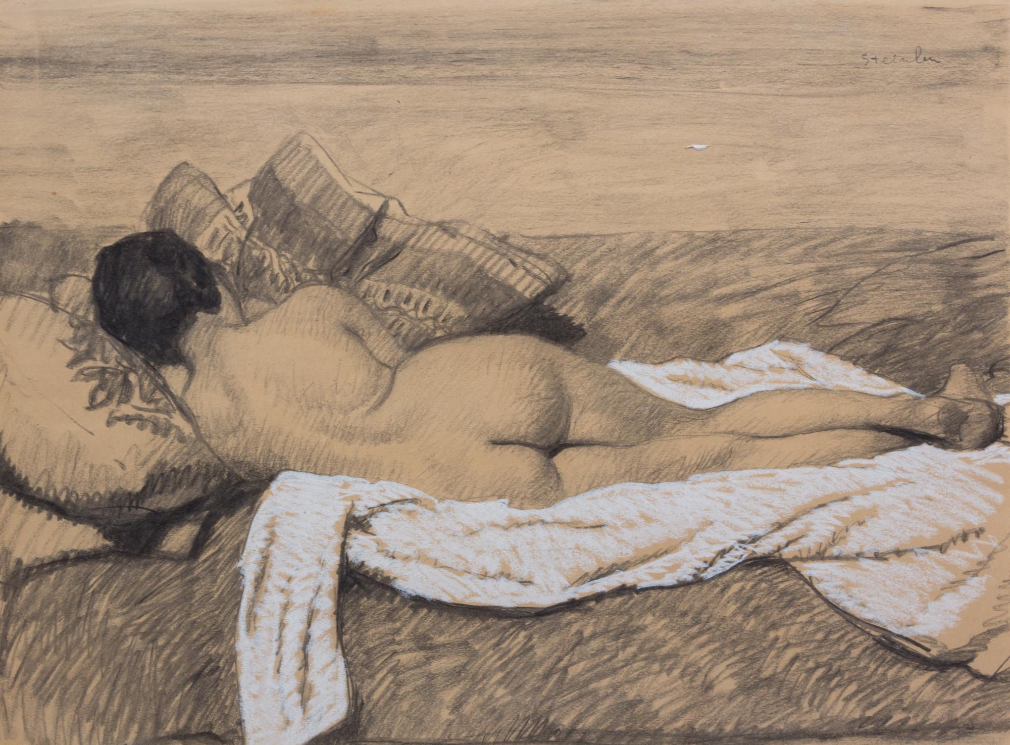 Théophile Alexandre Steinlen, (French/Swiss, 1859-1923), Nude Woman From Behind