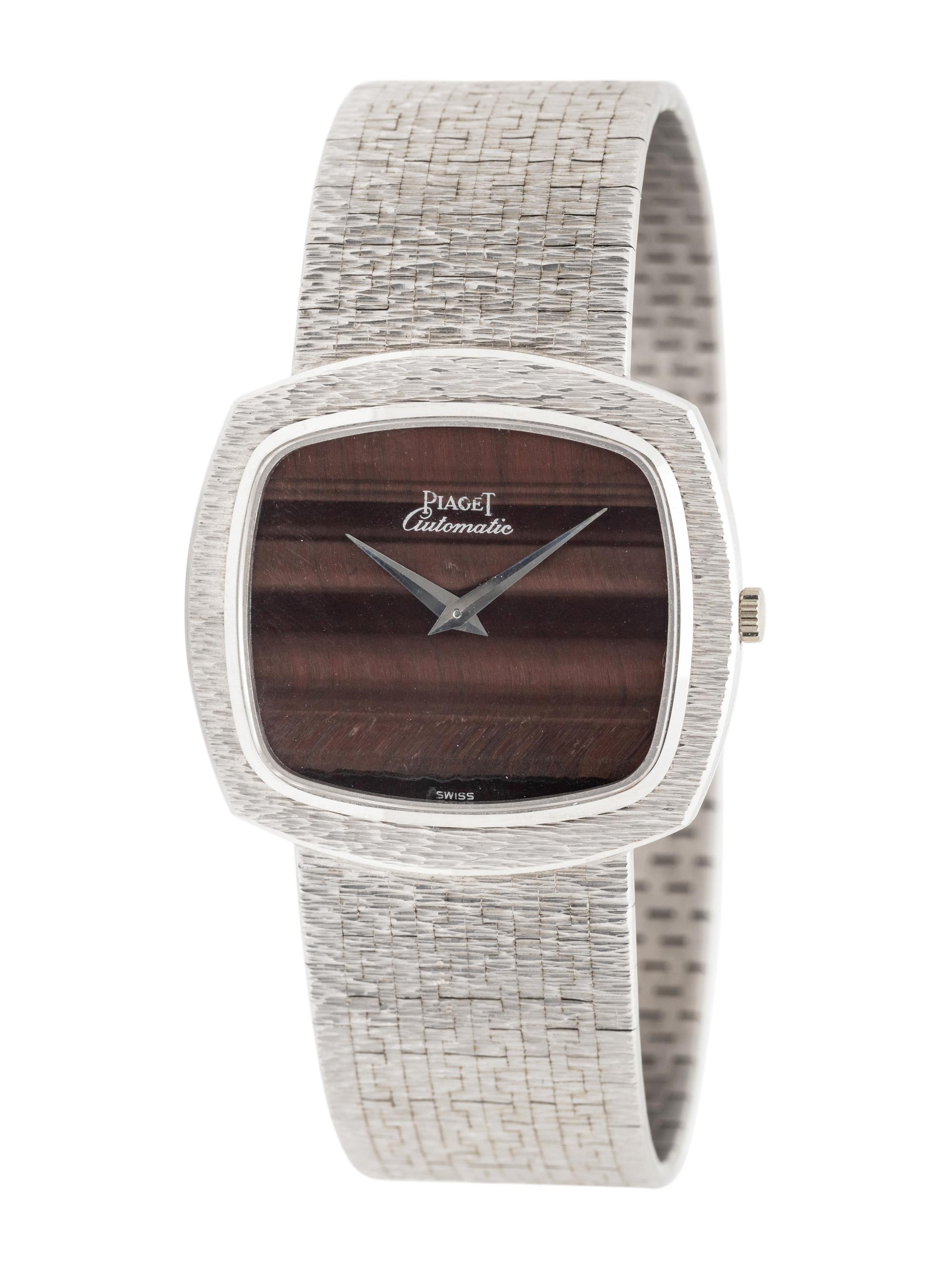 PIAGET, 18K WHITE GOLD AND TIGER'S EYE WATCH