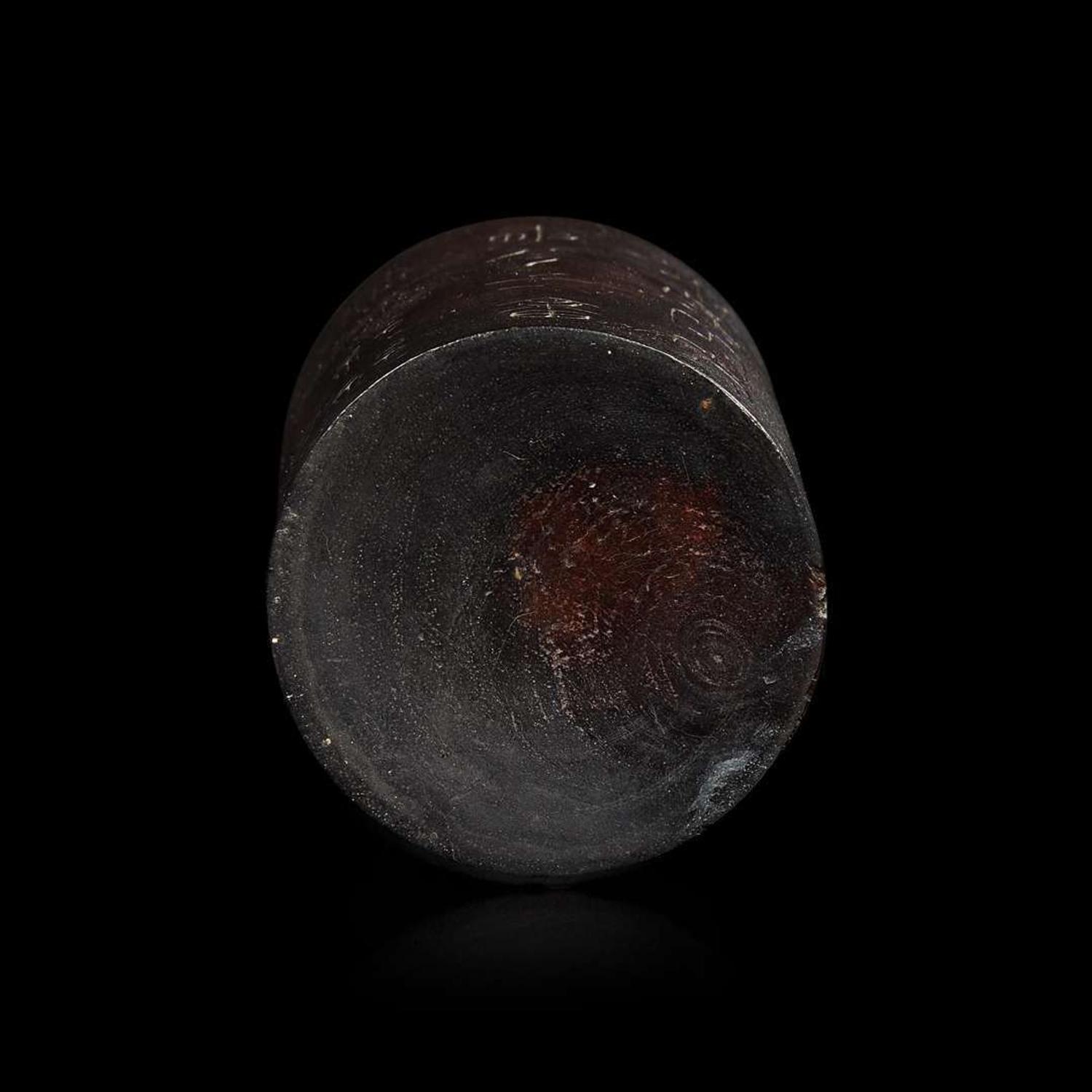 A Chinese carved hardwood small brush pot, possibly zitan 硬木雕花筆筒 可能為紫檀 Daoguang period ? ??