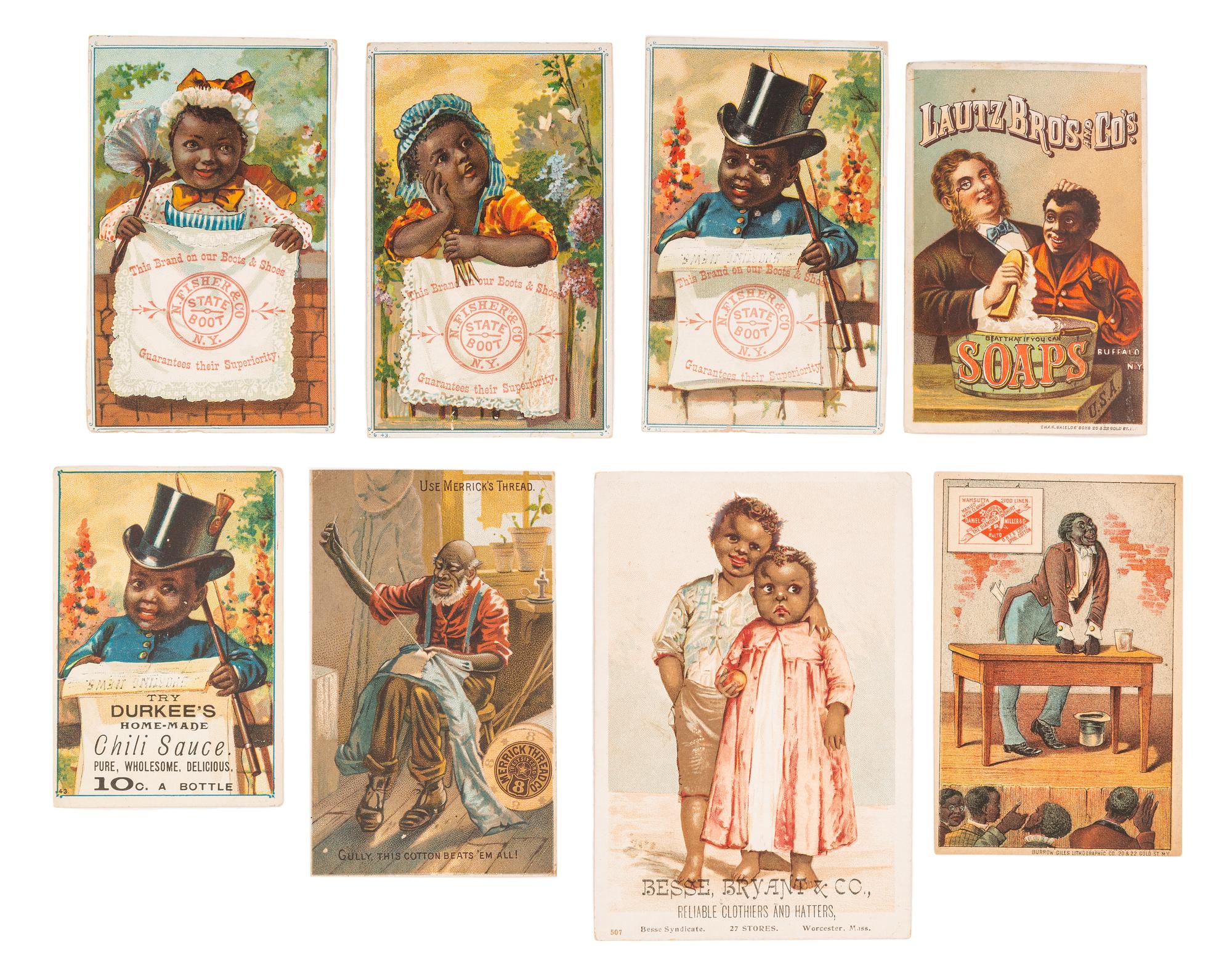 [ADVERTISING]. A collection of 193 trade cards featuring African American subjects. Late 19th-early 20th century.