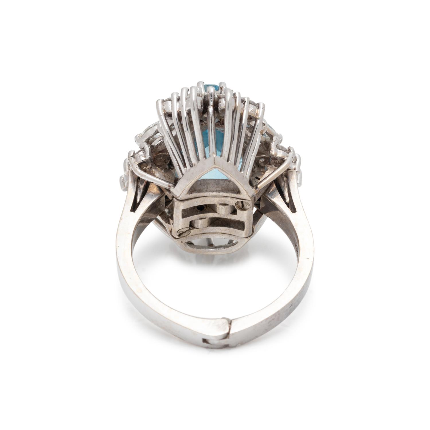 AQUAMARINE AND DIAMOND RING