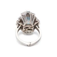 AQUAMARINE AND DIAMOND RING
