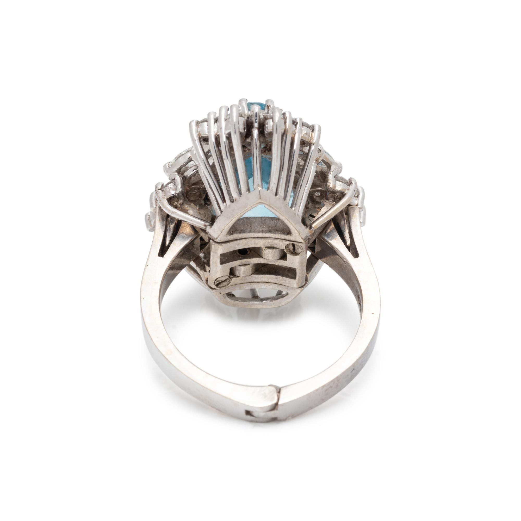 AQUAMARINE AND DIAMOND RING
