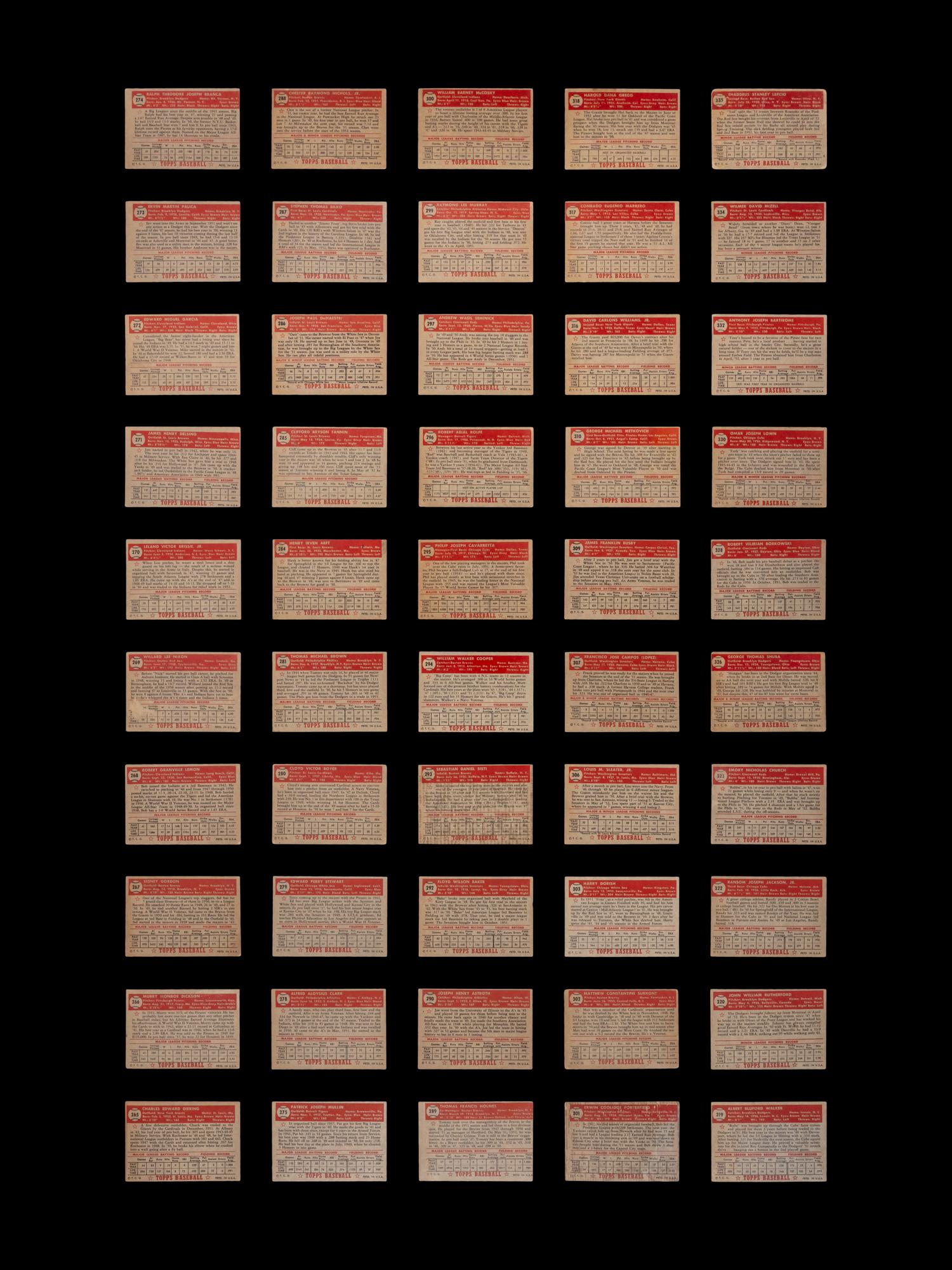 A Near Set of 1952 Topps Baseball Cards (371/407) Featuring Over 60 High Numbers