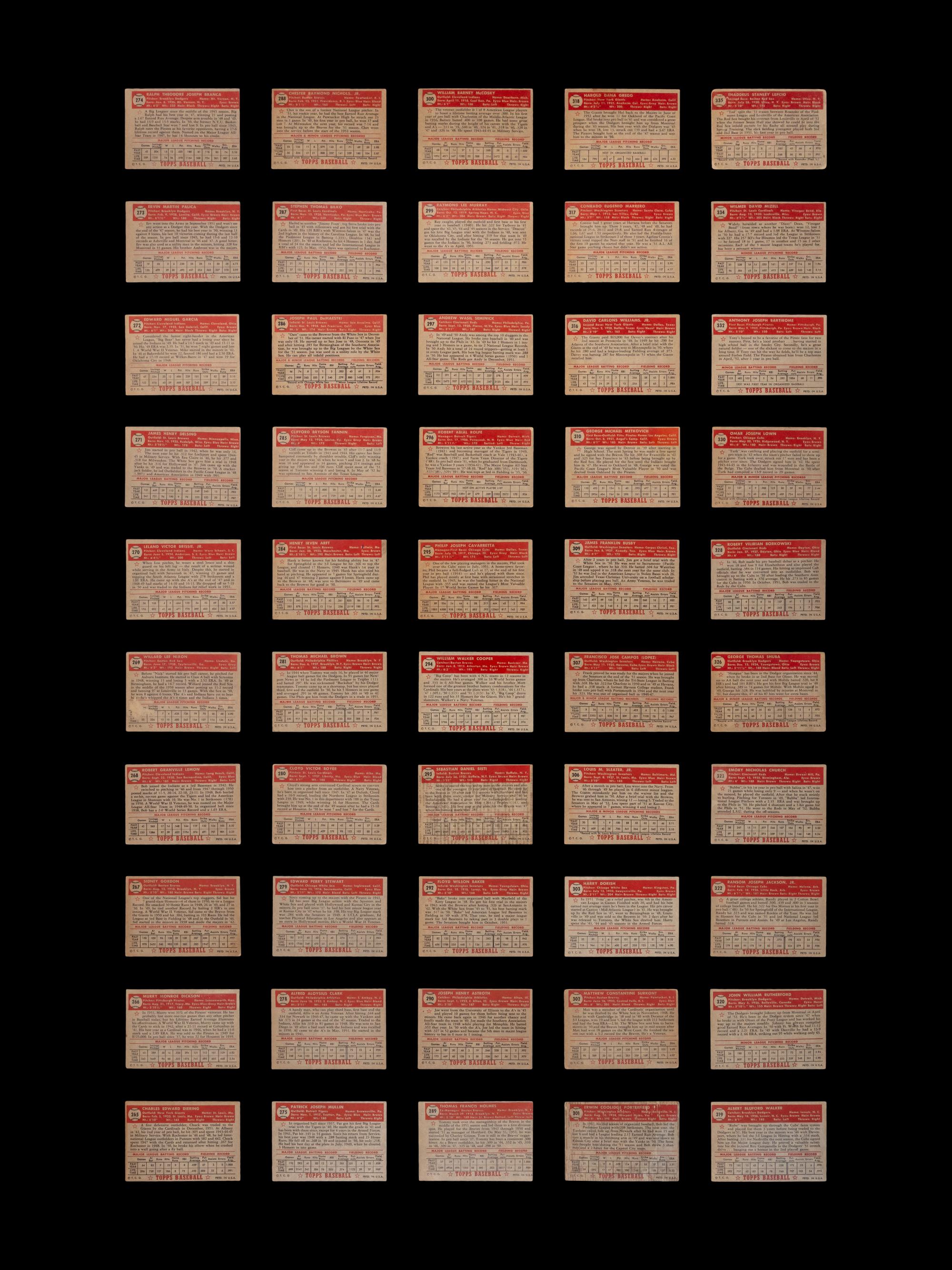 A Near Set of 1952 Topps Baseball Cards (371/407) Featuring Over 60 High Numbers