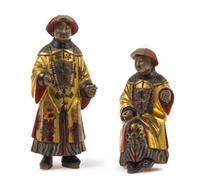 A Pair of Chinese Gilded Wood Figures of Mandarin 18TH/19TH CENTURY Height of taller 10 inches. — 18TH/19TH CENTURY